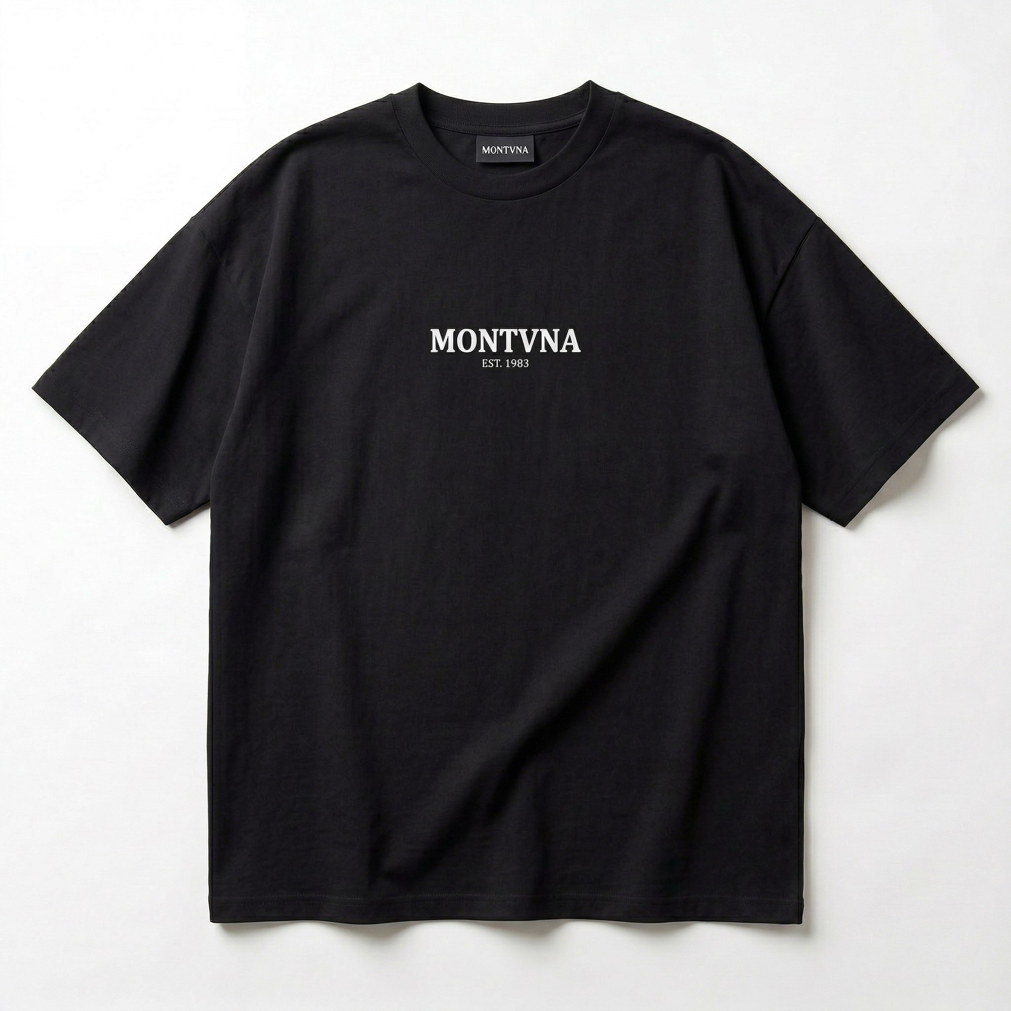 MONTVNA I Made It Ma Tee black oversized front view chest logo