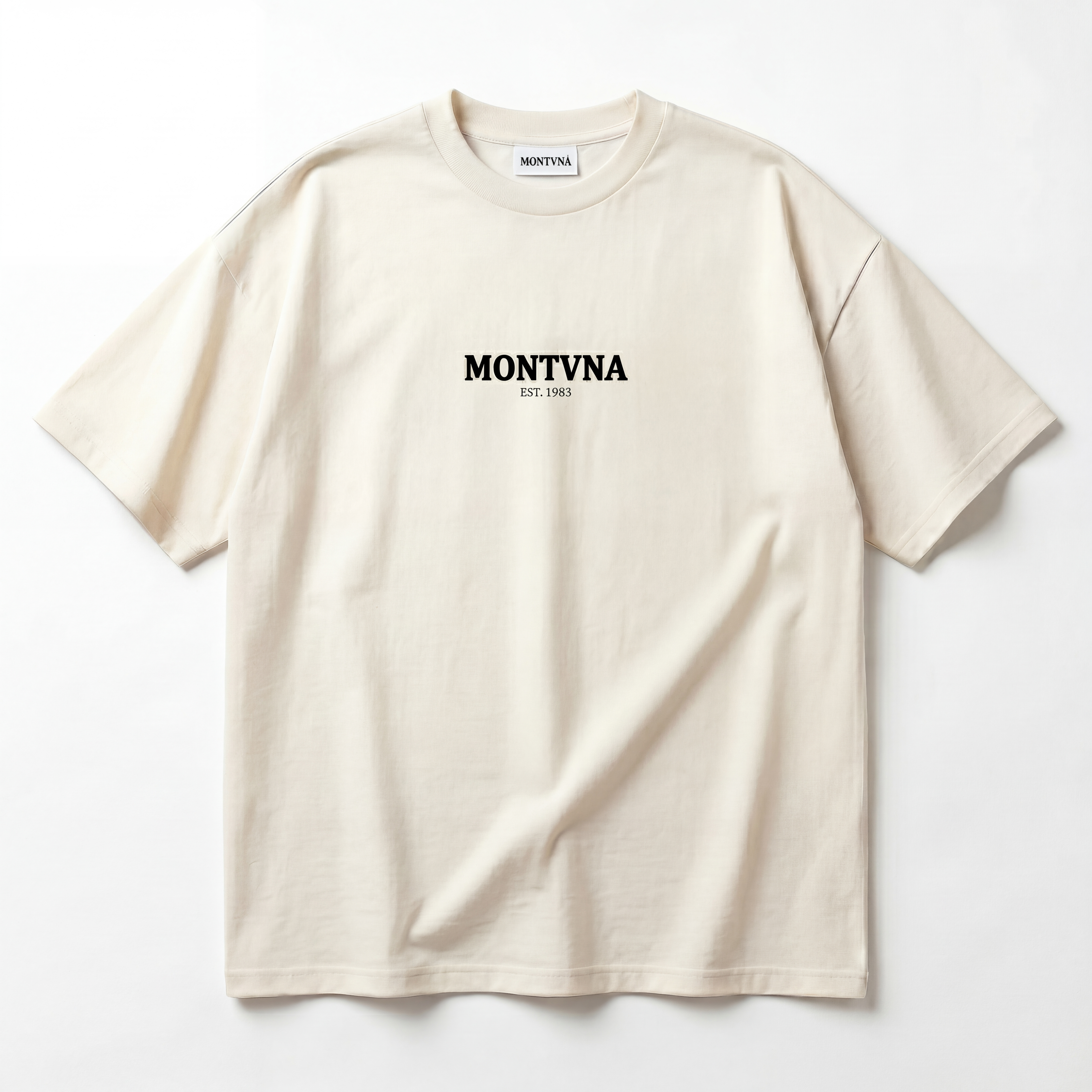 MONTVNA Miami Sunset Tee cream oversized front view chest logo