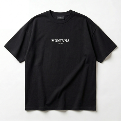 MONTVNA I Made It Ma Tee black oversized front view chest logo